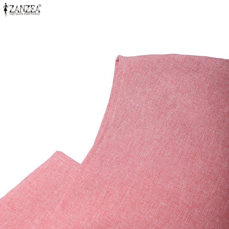 ZANZEA Women Casual Stand Collar Short Sleeve Irregular Blouse