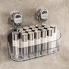 Suction Cup Shower Organizer Transparent Storage Box for Bathroom Dorm or Apartment Wall Mounted Cosmetics Holder