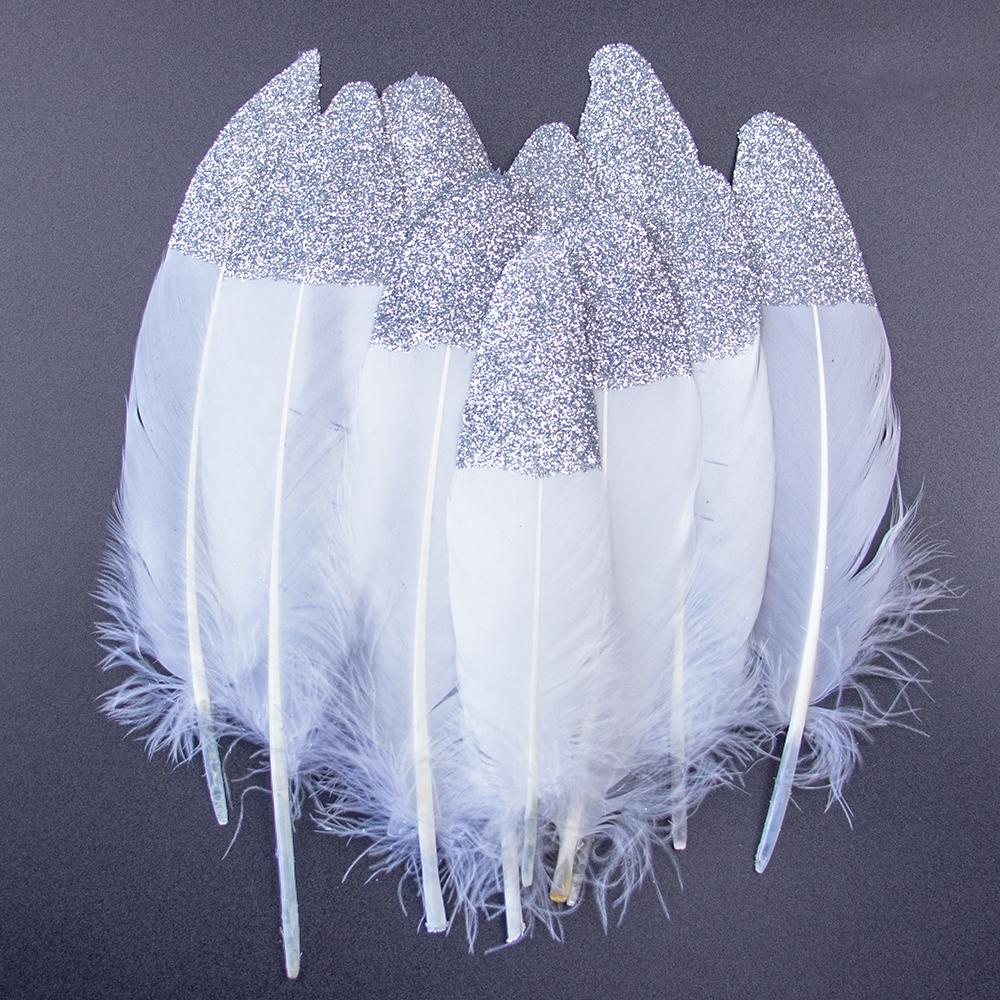 10PCS Gold Feathers Decoration 15-20CM Natural White Turkey Goose Duck Pheasant Feathers Plumes Handicraft Accessories