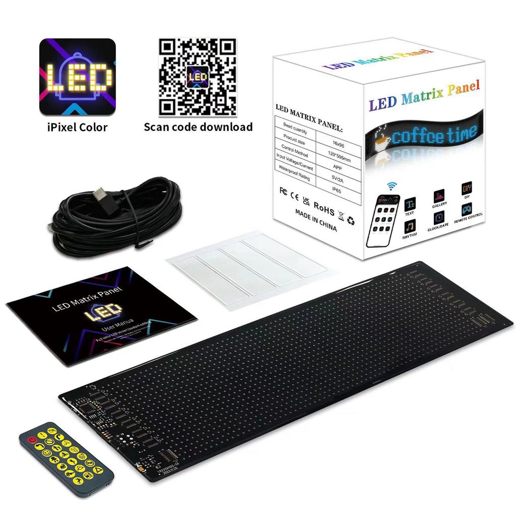 LED Bluetooth Smart Display: USB-Powered Flexible Full-Color Advertising Screen for Cars