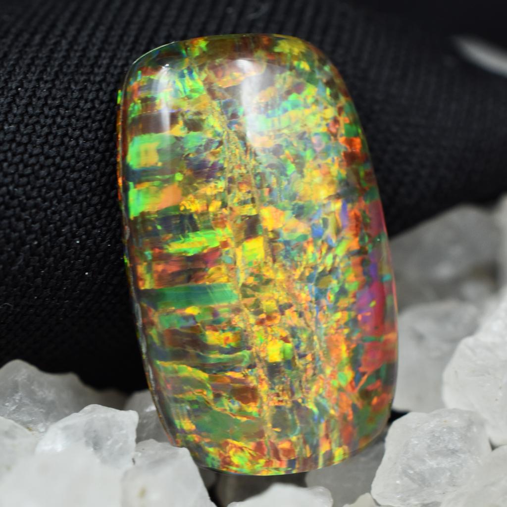 Lab-Created Opal Loose Gemstone Cushion Cut 8.45 ct Multi-Color October Birthday Birthstone