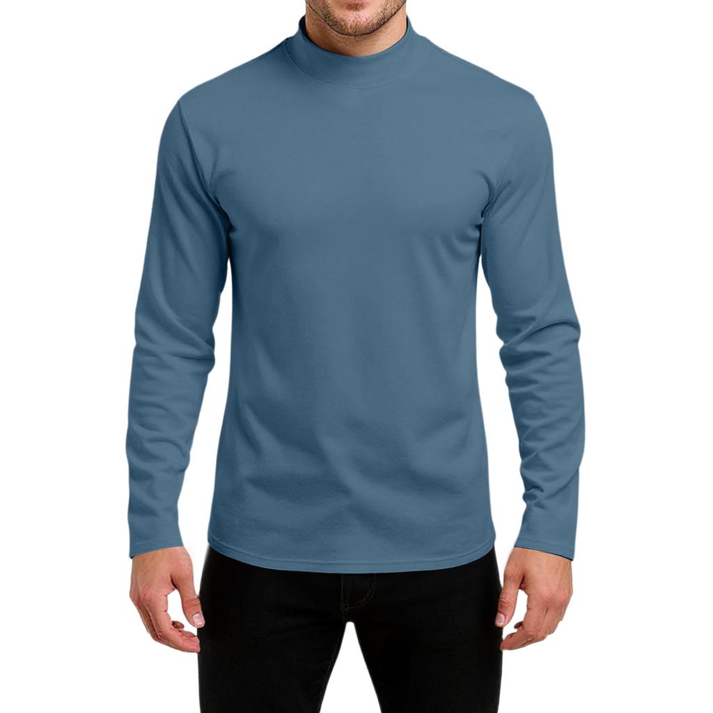 Men's Slim-Fit Casual  Neck Knit Long Sleeve Base Layer Top