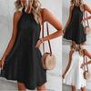 Women's Mini Dress Summer Casual O-Neck Sleeveless A Dress Women's Fashion Holiday Beach Party Loose Dress Tank