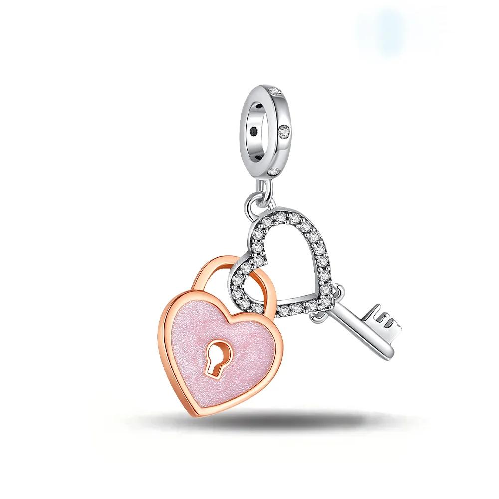 

Rose Gold Heart Key Crown Ring Paw Print Copper Plated For Charms Copper Plated Original Bracelet For Jewelry Making