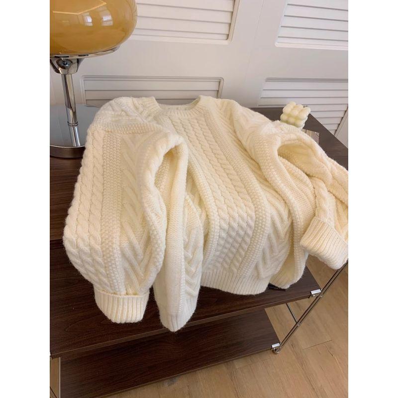 

Нарядный свободный молочный фуфу белый свитер крупной вязки Milky White 2XL Suggested 65.00 kg-75.00 kg