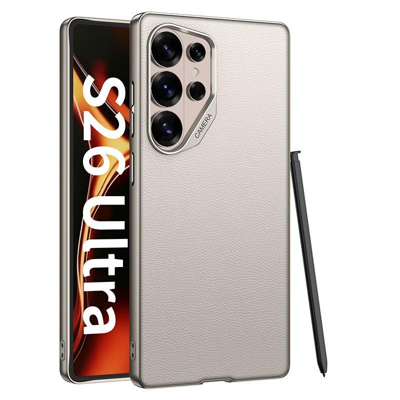 Premium Leather-Texture Phone Case Galaxy S26 Ultra S25 Carbon Fiber Finish Anti-Slip Shockproof Cover