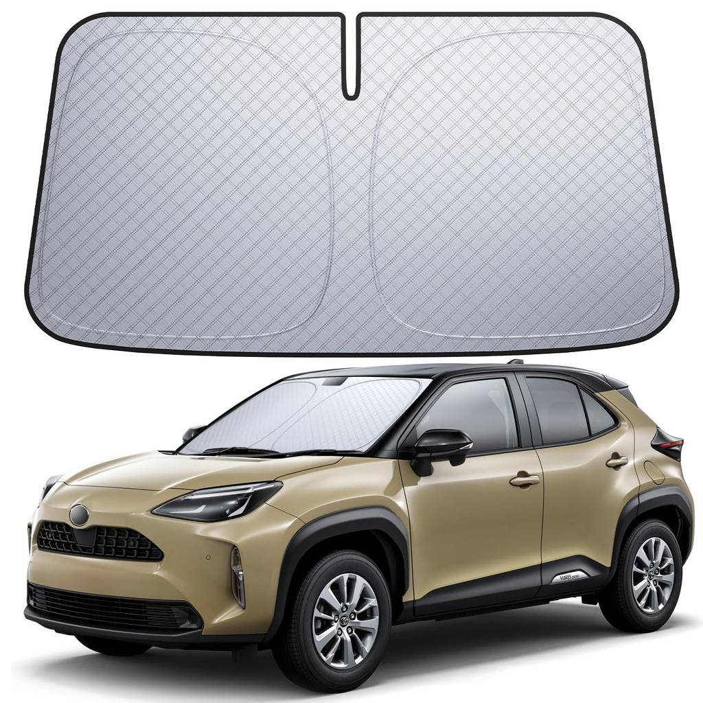 Lamicall Insulated Windshield Sunshade for Toyota Yaris Car Foldable Windshield Light Heat UV Storage Pouch Included 6-Layer Cross Sunshade,
