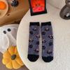 Halloween Coral Velvet Women's Socks Don't Shed Hair Cartoon Warm Middle Socks
