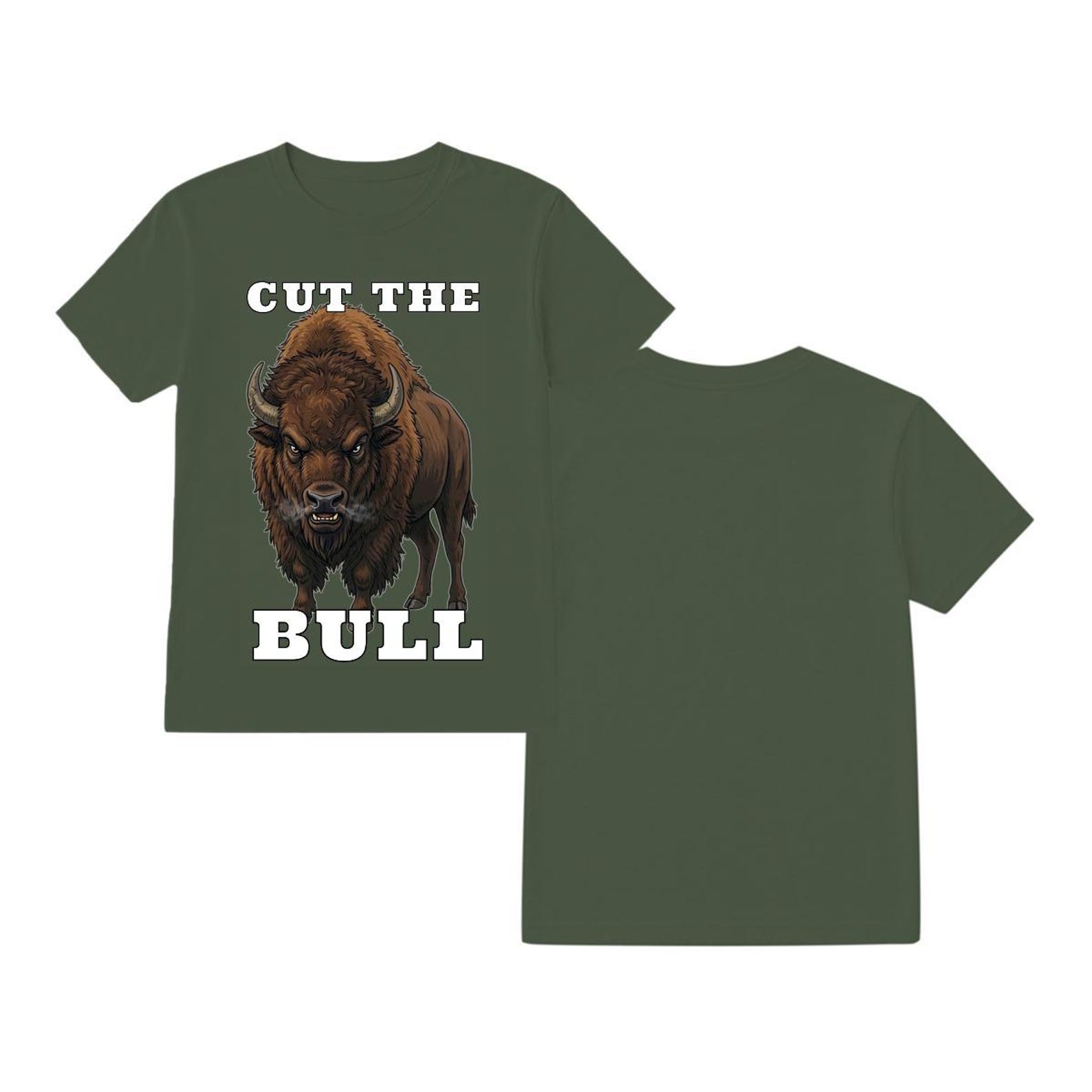 Cut The Bull Bison Shirt – Patriotic Buffalo Graphic Tee – Western Statement T-Shirt – USA Printed S