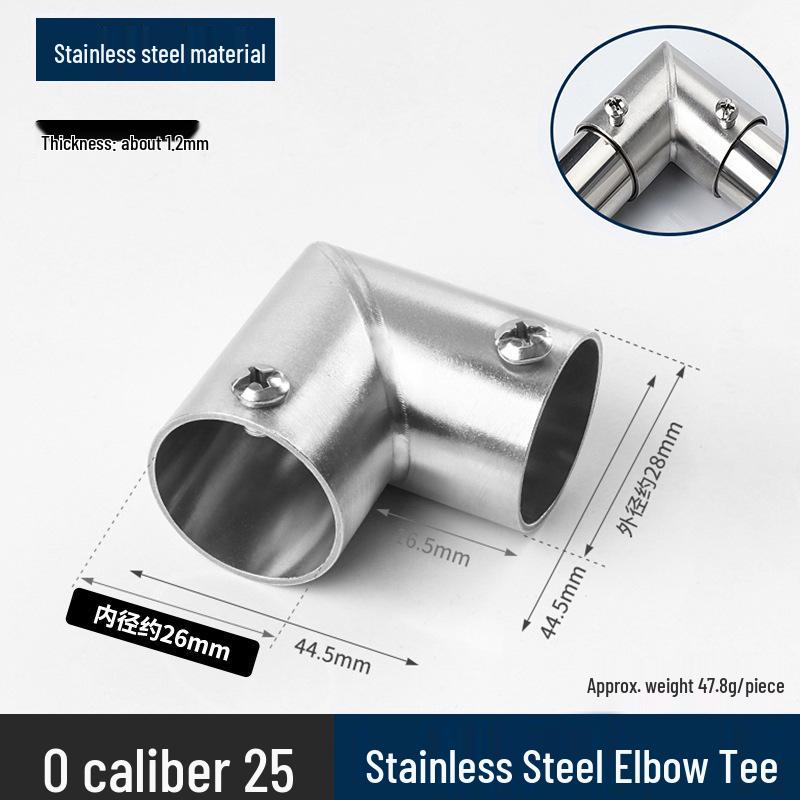 Stainless Steel Right Angle Tee Connector 19mm-32mm Joint Elbow Assembly Frame Fastener