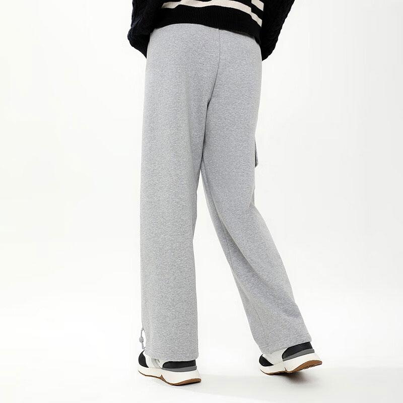 Anta Lifestyle Series Letter Print Straight Leg Casual Knitted Sports Pants Unisex Pants Gray Flower-Gray 172348301S-2