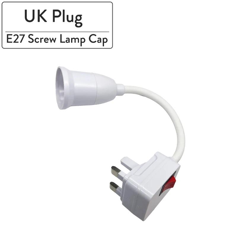 EU US UK Plug E27 Lamp Base Flexible Bend Mobile Test Light Socket Light Adapter Plug Switch  Lamp Holder For LED Table Lamp