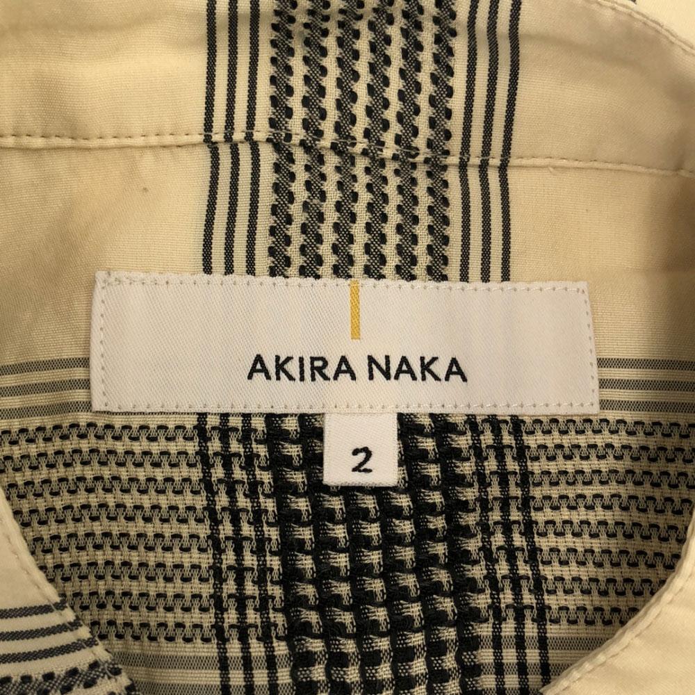 AKIRANAKA Check Long Sleeve Band Color Blouse 2 Beige Women Used