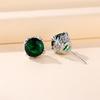 Cute Female Green Round Zircon Stone Stud Earrings Unique Silver Color Wedding Jewelry For Women