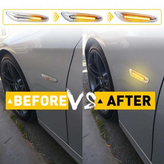 Clear Front LED Fender Side Marker Lights Assembly For E82 E90 E92 E46 E60 BMW V