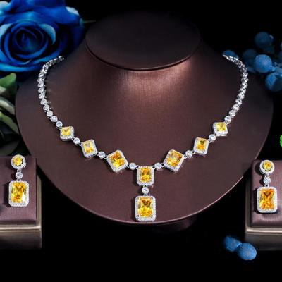 Set di orecchini per collana 2PSC di alta qualità CMM, splendido set di gioielli per donna