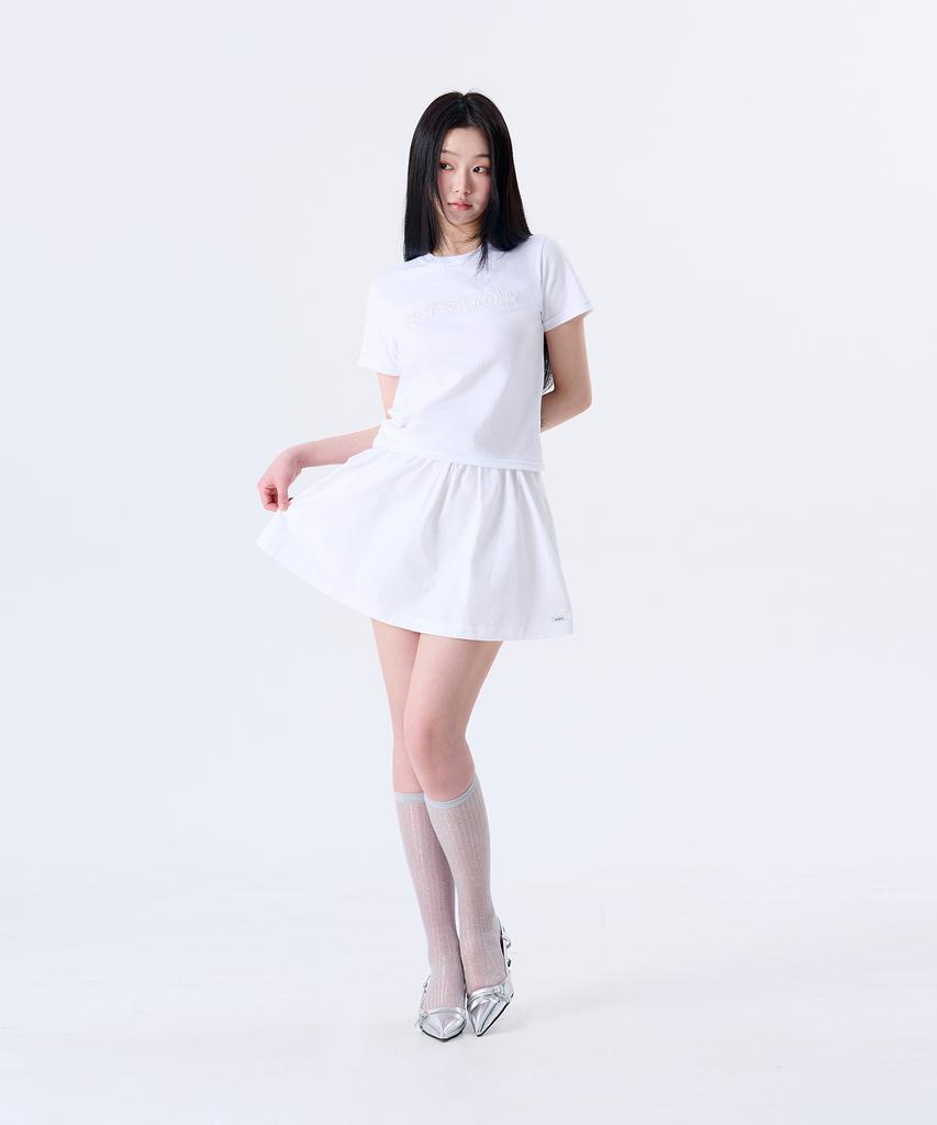 Kisyoleu Shirred Mini Skirt_White
