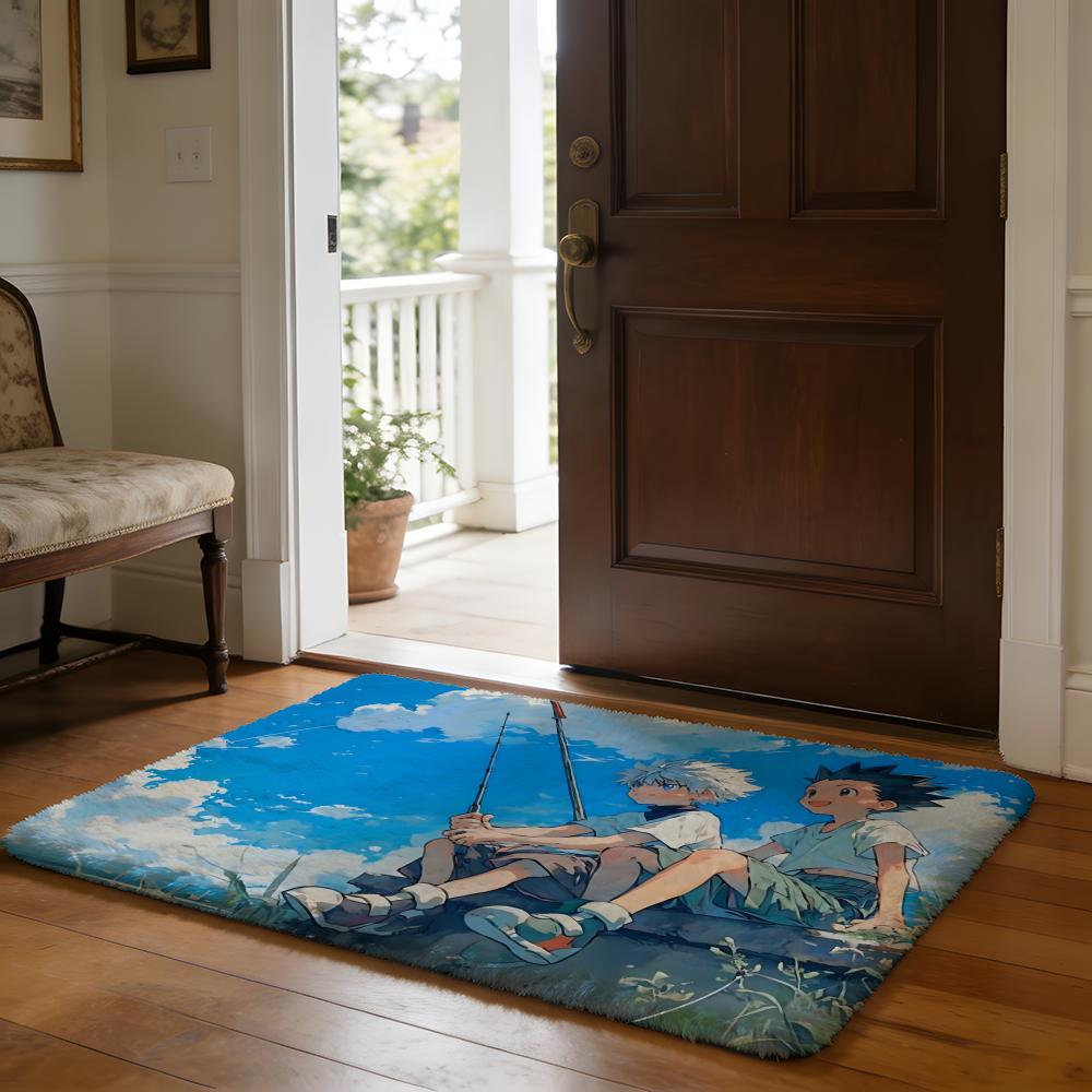 HHunter And HHunter Anime Floor Mat Soft Flannel Absorbent Mat Non-Slip Rug Home Bedroom Bathroom