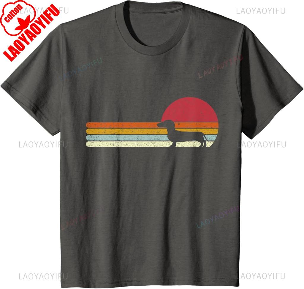 Dachshund Silhouette Sunset Dog Owners T-Shirt for Woman Man Summer Cotton Printed T-shirt Casual Streetwear Clothes