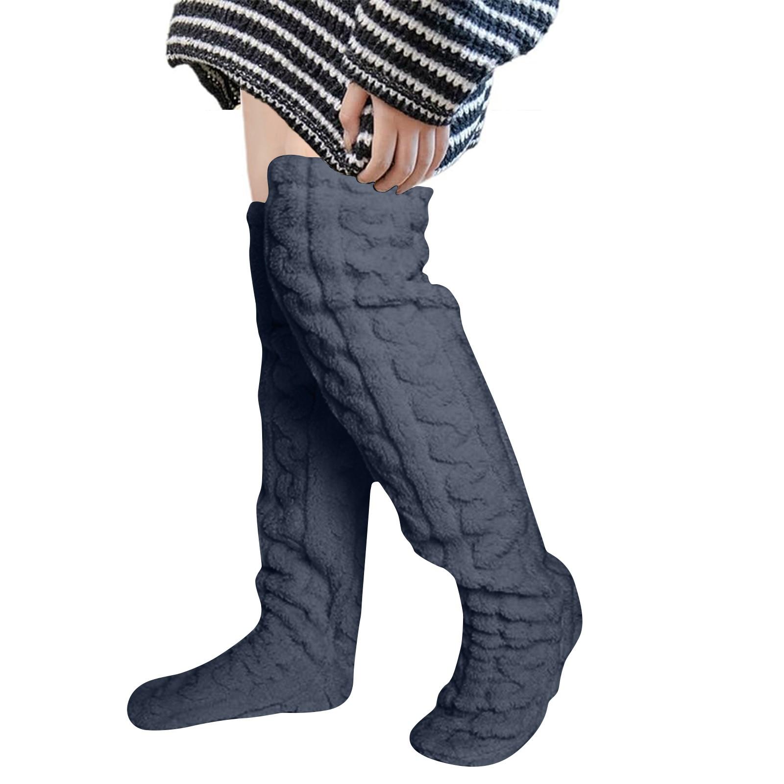 

Высокие пушистые носки выше колена, зимние пушистые длинные гетры, плюшевые тапочки, чулки для женщин и девочек, рождественские домашние спальные носки One Size