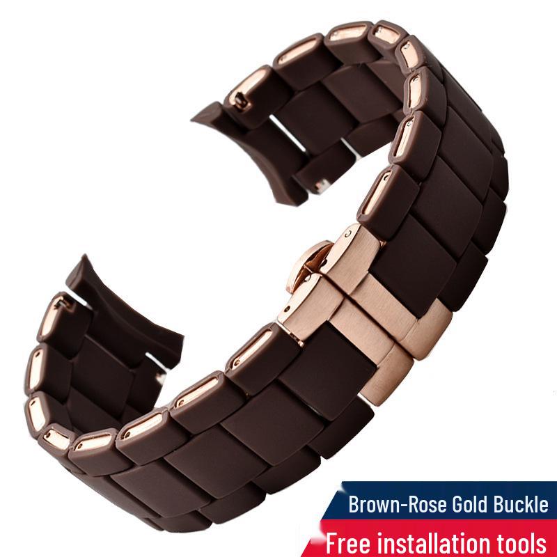 Replacement Rubber Coated Steel Watch Strap for Armani AR5889/5890/5905/5920 - Men's & Women's, 20mm/23mm Width