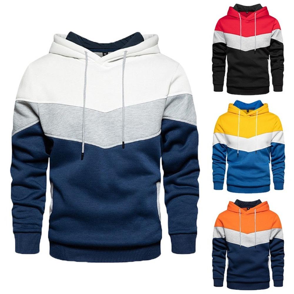 Buy Men's Sweater Patchwork Hoodie Casual Sports Sweater Jacket at