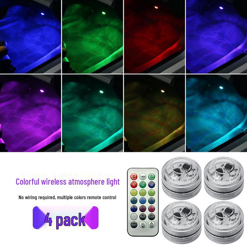 Wireless Car Interior Foot and Atmosphere Light with Remote Control - Easy Installation