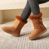 Fashion Hot Sale Shoes for Women Slip On Women' Boots Winter Round Toe Solid Flock Plush Warm Comfortable Low-heeled Mid Calf Snow Boots