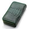 [Revetta] Crocodile Leather Long Wallet, Large Capacity, 40 Card Slots, Men's Wallet, Green, Double Round Zipper, Genuine Leather, Single Piece Leathe