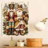 Nutcracker and Santa Pearl Painting with Frame 3D Sparkling Canvas Art Relaxing Craft for Bedroom Wall Decor Festive Holiday Home Gift
