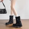 Thick-soled Western Cowboy Pleated Piled Boots Women's Autumn and Winter Retro Knight Thick Heel Trousers Short Boots Women