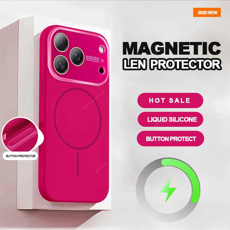 Big Window Magnetic Phone Case for For Iphone 17 Air 16 1 13 14 Pro Max Liquid Silicone Shockproof Protector Cover