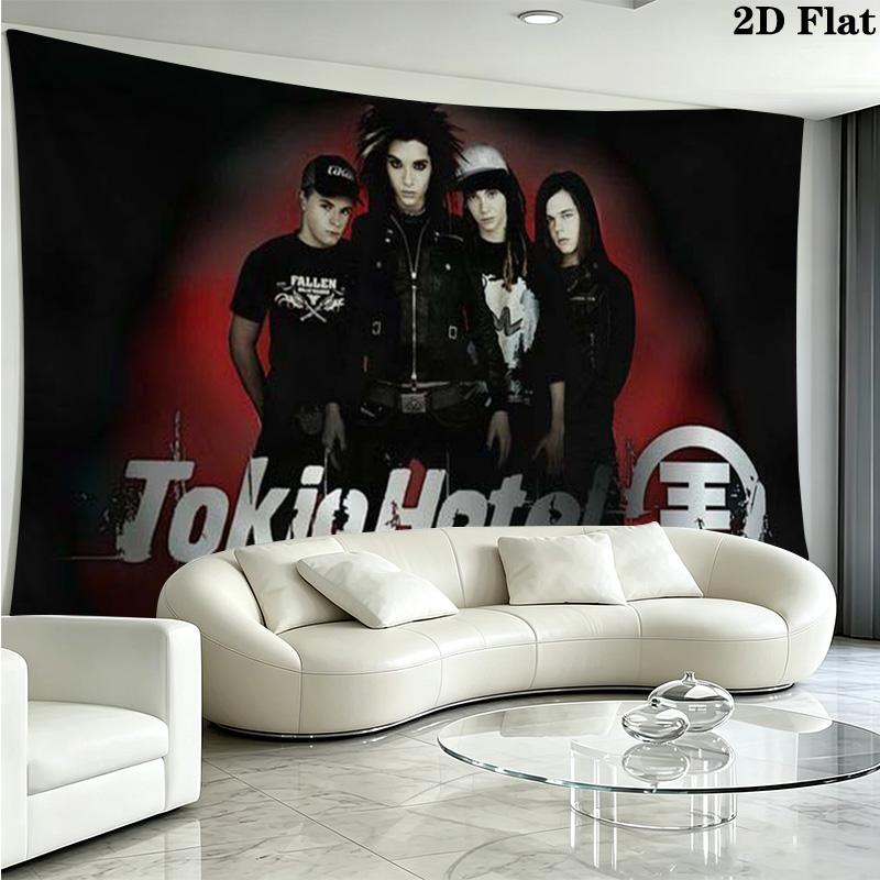 Tokio Hotel Wall Tapestry Aesthetic Wall Hanging Printed Fabric Blanket Decorative Tapestries for Bedroom Living Room Home Decor