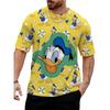 Disney Sommer Herren Niedliches Donald Duck T-Shirt Cartoon Top T-Shirt Herren und Damen Lustige Kurzarm Kleidung Lässige Streetwear