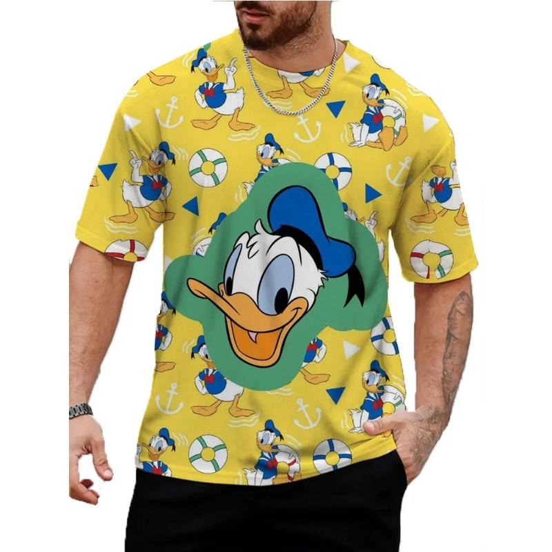 Disney Sommer Herren Niedliches Donald Duck T-Shirt Cartoon Top T-Shirt Herren und Damen Lustige Kurzarm Kleidung Lässige Streetwear