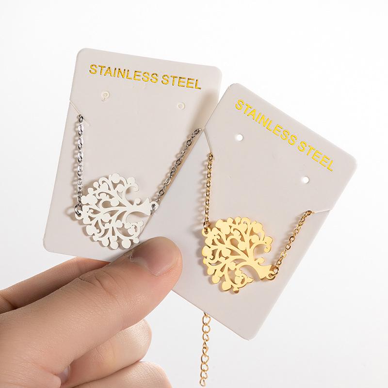 Tropical Rainforest Tree of Life Pendant Bracelet, 18K Gold Plated Stainless Steel, Fade-Resistant