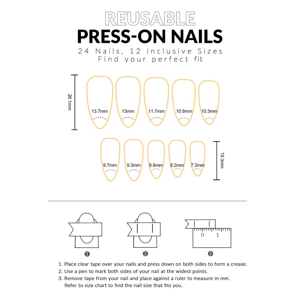 24pcs Almond Shape False Nails Multicolor UV Coated Reusable Fake Nails for Various Occasions