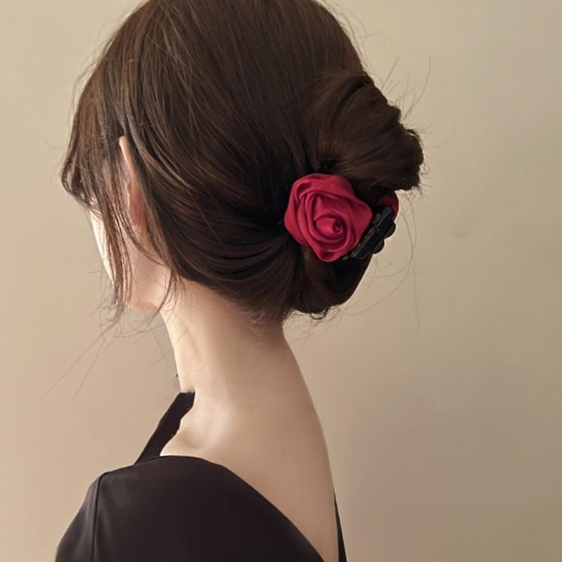Non-Slip Satin Hair Claw Cute Ponytail Catch Strong Hold Princess Hairpin