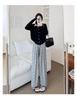 2025 High Waist Petite Bow Soft Drapey Pants - Women's Spring & Autumn
