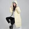 Womens Longline Knee-Length Gray Duck Down Puffer Coat With Hood Warm Winter Outerwear Students Couples