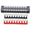 5 Set 10 Position Terminal Block Connector Strip Kit Dual Row Screw Pre Insulated Jumper 15A 600V