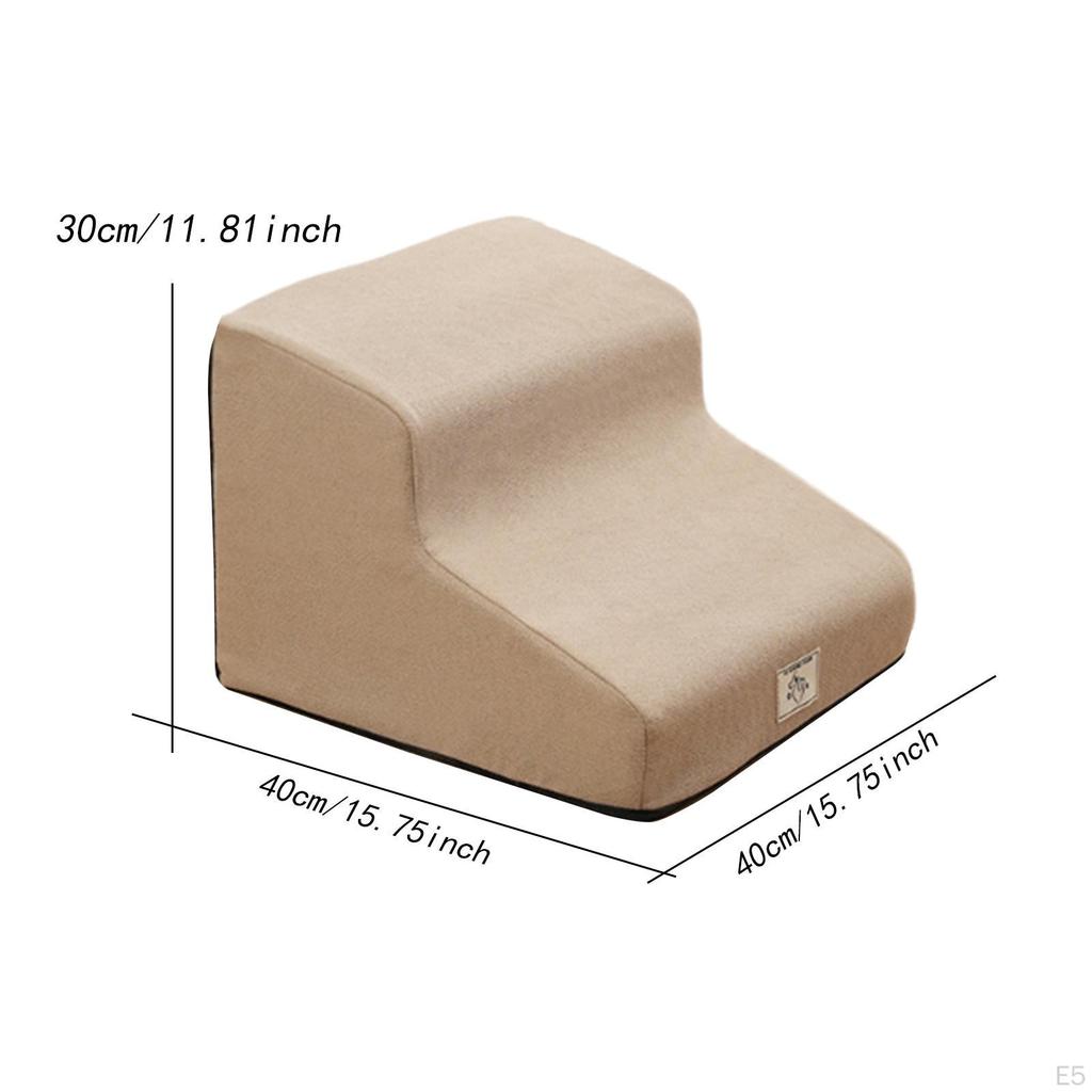 Dog Stair 2 Steps Ladder Portable Non Slip Removable Washable Cover Pet Stairs for Older Dogs