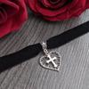 Retro Gothic Silver Color Spiky Heart-shaped Cross Pendant Black Velvet Necklace for Women Halloween Party Chokers Jewelry Gifts