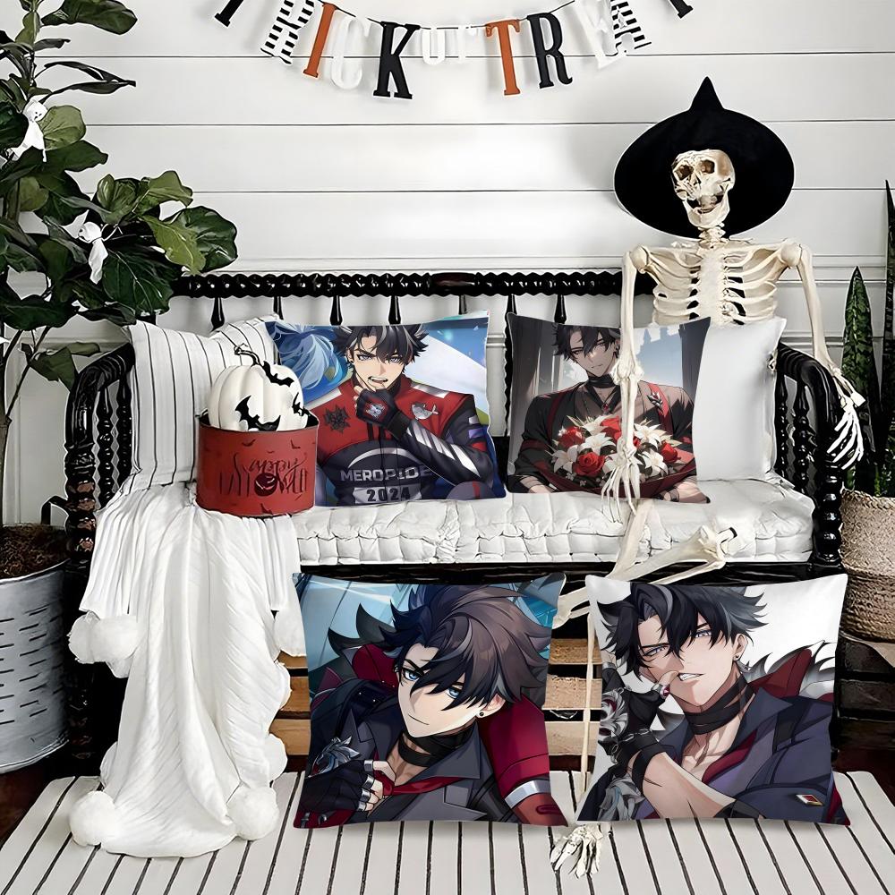 Wriothesley G-Genshin Impact Cool Man Pillow Case Silky Short Plush With Invisible Zipper Dustproof Sofa Cushion Cover