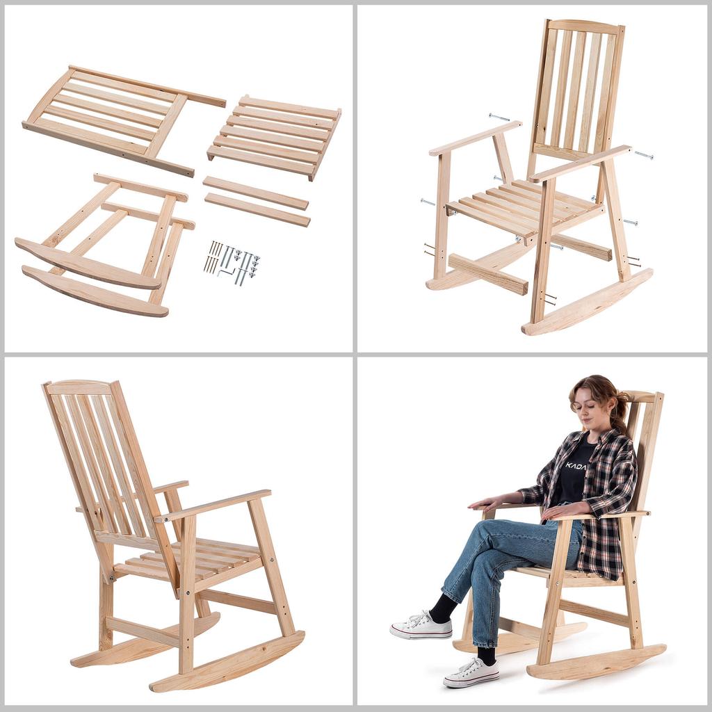 KADAX Schaukelstuhl aus Holz Natur