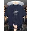 Men's Summer Cotton Fashionable Casual Loose Plus Size Graphic Line Printed Sports Round Neck Short Sleeved T-shirt Top