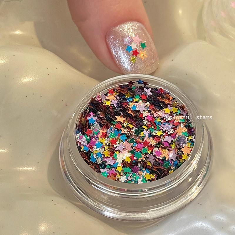 1Jar Mini Sparkling Star Nail Glitter Sparkling Pentagram Nail Decoration Nail Salon Design Cute Accessories Diy Nail Art Design