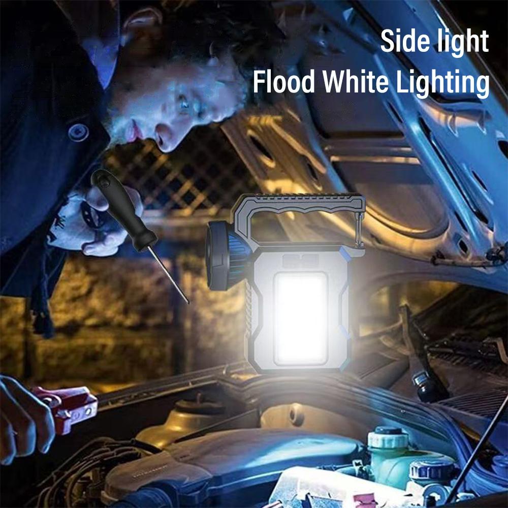 1PC Rechargeable Solar Searchlight Portable Flashlight with Metal Locking Clip for Hanging LED Searchlights and Side Lights