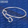 925 Sterling Silver Double Heart-shaped Open Bracelet Fashion Wedding Jewelry