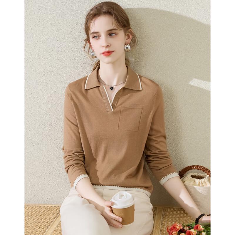 

Женский свитер Rabbit King из чистой шерсти с лацканами и цветовой блокировкой M